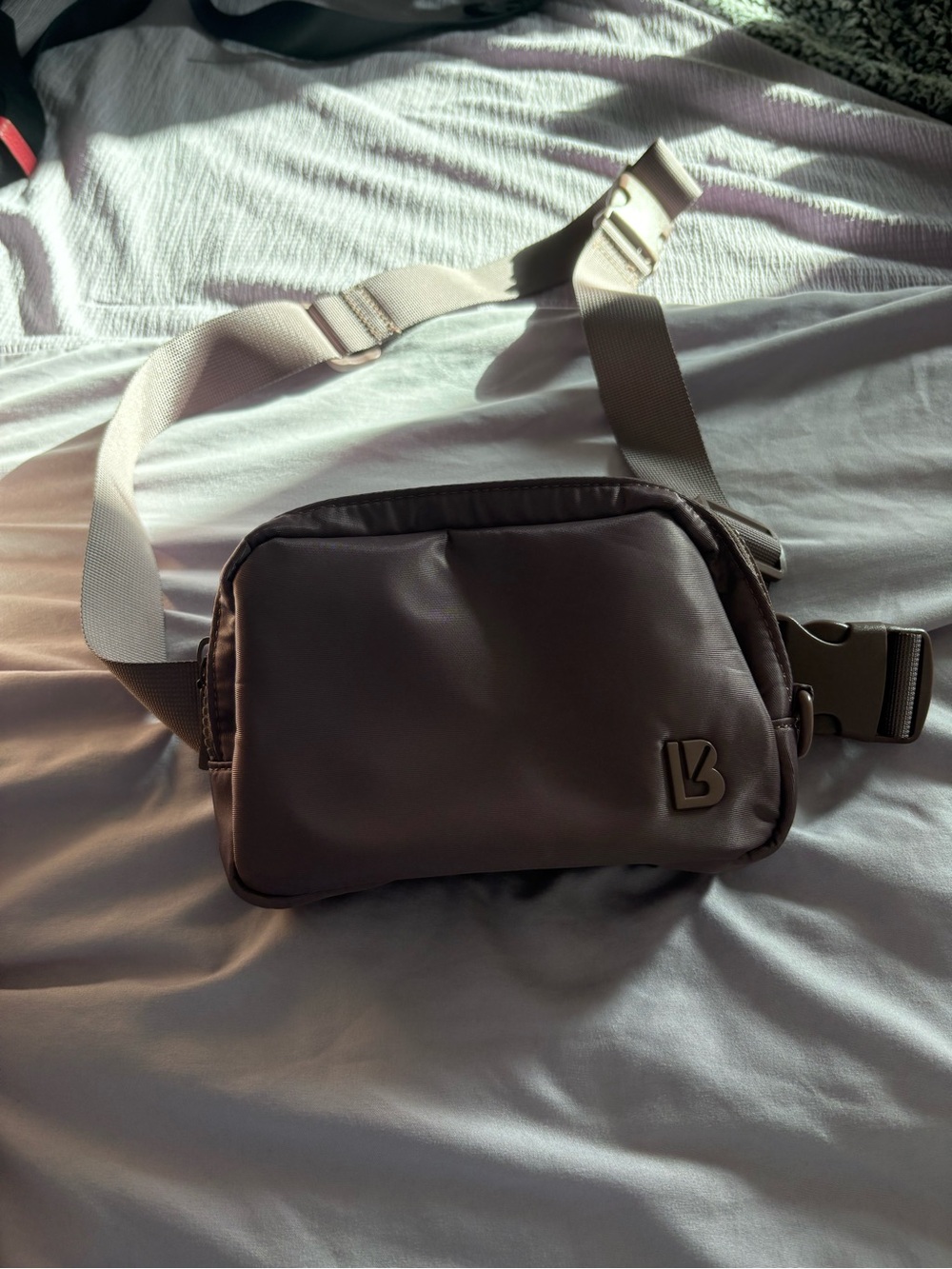Buff bunny Taupe belt Bag with Adjustable Cream Strap